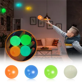 Разноцветные светящиеся шары, Декомпрессионный светящийся стрессовый липкий шар, украшение для домашней вечеринки, детские подарочные тревожные игрушки Изображение