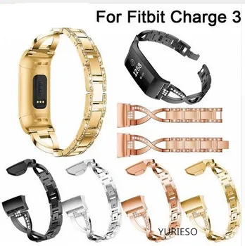 Ремешок для часов Fitbit Charge 3 для Fitbit Charge 4 Сменных Ремешка Из Нержавеющей Стали, Металлический Ремешок на Запястье, Браслет Со Стразами Изображение