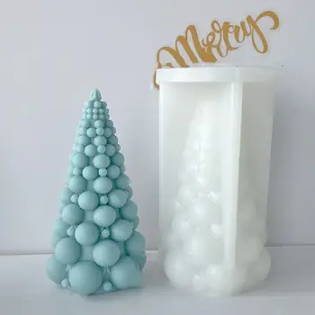 Рождественские подарки Форма для свечей Силиконовая форма для свечей Снеговик Елка Пряничный торт Формы из смолы Художественная форма для мыла для изготовления восковых свечей Изображение