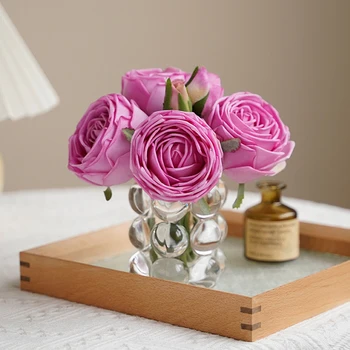 Роскошная увлажняющая роза с настоящим прикосновением, искусственный цветок для украшения свадебного дома, поддельные цветы, свадебный букет, реквизит для фотосъемки Изображение