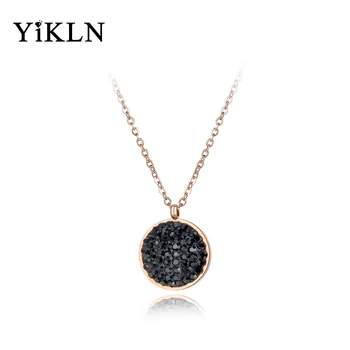 Роскошное свадебное ожерелье YiKLN из нержавеющей стали, ювелирные изделия в классической оправе из страз, колье-чокеры в виде круга, ожерелье для женщин YN18050 Изображение