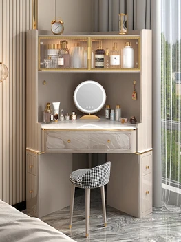 Роскошный угловой туалетный столик из каменной плиты, угловой шкаф для хранения в спальне, современный простой треугольный туалетный столик Изображение