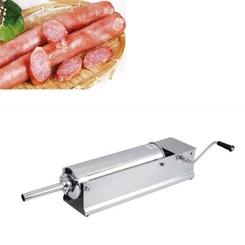 Ручная горизонтальная машина для наполнения мясных колбас объемом 5 л, клизма с ручным управлением, машина для наполнения сосисок Изображение