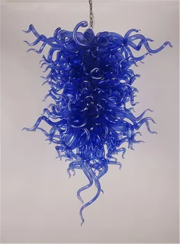 Свадебный Арт-декор, Синяя Роскошная люстра, Новое поступление, Современный светодиодный потолочный светильник из выдувного стекла Изображение