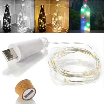 Светодиодная гирлянда USB перезаряжаемая 1,5 М 15 Светодиодная пробка для винной бутылки Ночник Светодиодная гирлянда для домашнего декора свадебной вечеринки USB Light Изображение