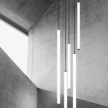Светодиодная лестничная люстра, Черный подвесной светильник для домашнего декора, Современный креативный дизайн, внутреннее освещение, Роскошный акриловый блеск для спальни Изображение