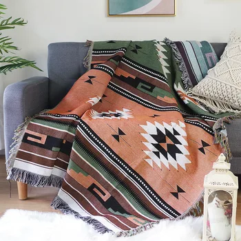 Скандинавский плед, диванное полотенце, двусторонний плед с абстрактной геометрией, покрывало для дивана, украшение комнаты, ковер, дорожный коврик для пикника Изображение