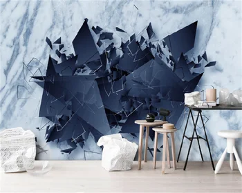 Скандинавский современный минималистичный трехмерный геометрический гостиная спальня телевизор диван фоновая стена украшение дома настенные обои Изображение