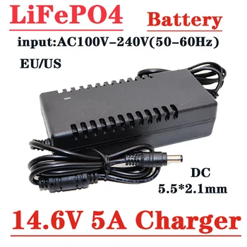 Совершенно новое зарядное устройство 14.6V 5A LiFePO4 4 серии 12V 5A Lifepo4 зарядное устройство постоянного тока 12.8 V 14.4V аккумуляторный блок адаптер питания Изображение