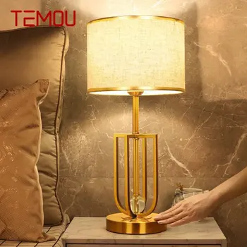 Современная настольная лампа TEMOU с сенсорным затемнением, винтажные светодиодные креативные хрустальные простые настольные лампы для дома, гостиной, спальни Изображение