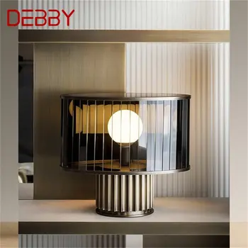 Современная настольная лампа DEBBY со светодиодной креативной стеклянной круглой винтажной настольной лампой для домашнего декора прикроватной тумбочки в спальне Изображение