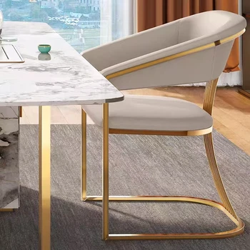 Современные стулья с металлическими ножками из золота, Удобный Подлокотник Для столовой, Минималистичный стул в скандинавском стиле, Роскошная Кухонная мебель Cadeira Изображение