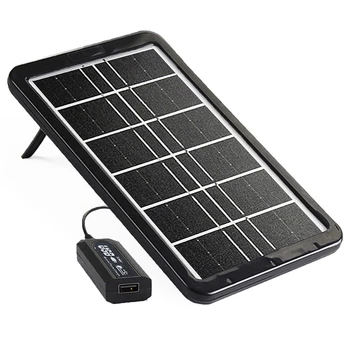 Солнечная панель USB мощностью 5 В 6 Вт, портативное эффективное зарядное устройство для солнечной батареи с кабелем для мобильного телефона, блок питания, Вентилятор камеры Изображение