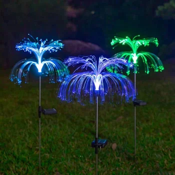 Солнечные садовые фонари Наружный водонепроницаемый светильник для лужайки в виде медузы RGB, меняющий цвет, ландшафтный светильник для двора / дорожки / праздничного декора Изображение