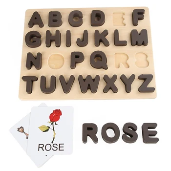 Соответствующая доска с буквами, языковая игрушка, наглядные слова, флеш-карты, обучающий алфавит Монтессори, пазлы, игры для дошкольного обучения, игрушки Изображение