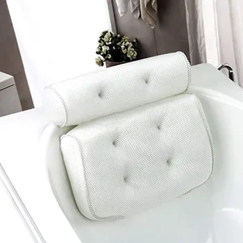 Спа-нескользящая подушка для ванны, мягкая подушка для ванны, спа-подушка, подголовник для ванны, подушка с присосками для шеи и спины, принадлежности для ванной комнаты Изображение