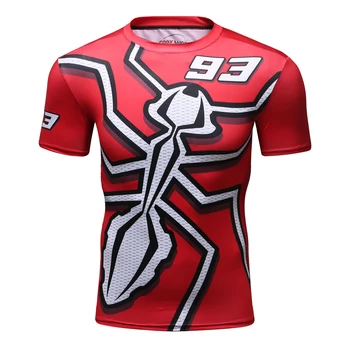 Спортивная мужская футболка с 3D-принтом и рисунком муравья, новая и простая, эластичная компрессионная и быстросохнущая футболка для фитнеса и бодибилдинга Изображение