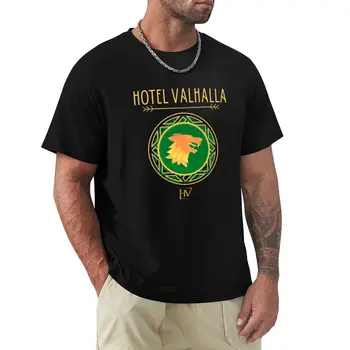 Стандартная классическая футболка Hotel Valhalla, футболка оверсайз, одежда kawaii, мужские футболки, комплект Изображение