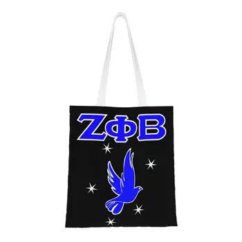 Сумка для покупок Zeta Phi Beta с модным принтом, прочная холщовая сумка для покупок через плечо Изображение