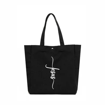 Сумка-тоут с логотипом Иисуса, подарок для христианских женщин, церковная сумка, Высококачественная сумка для книг, Рабочая сумка, Хозяйственная сумка Большой емкости Изображение