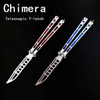 Телескопический тренировочный нож-бабочка с Т-образной защелкой Chimera с системой алюминиевых втулок для ручек Balisong Trainer Складные ножи Изображение