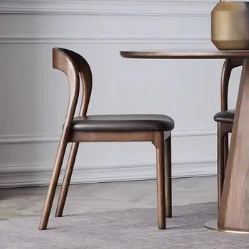 Удобные обеденные стулья в скандинавском стиле, современные деревянные ножки, Кожаное кресло для отдыха, игровой мобильный трон, дизайнерская мебель Silla YYY30XP Изображение