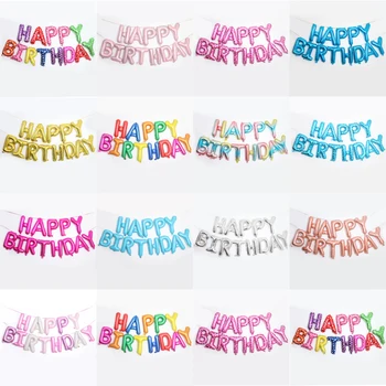 Украшения для вечеринки с Днем рождения, буквы из розового золота, Воздушные шары из фольги, баннеры с буквами, детские игрушки, мальчики, девочки, Первый день рождения, Детский душ. Изображение