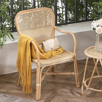 Уличные стулья из натурального ротанга, Скандинавская Уличная мебель, Пляжный стул для отдыха, Спинка, Стул для чайного домика, кресло для домашнего Балкона. Изображение