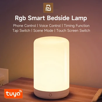 Умная светодиодная подсветка Сенсорное управление ночник Изменение цвета RGB Умное домашнее освещение прикроватная лампа для спальни Работа с приложением Tuya Изображение
