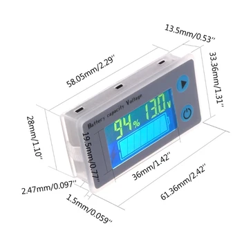 Универсальный вольтметр емкости аккумулятора 10-100 В, тестер, автомобильный свинцово-кислотный ЖК-индикатор Изображение