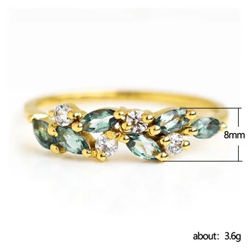 Уникальные высококачественные медные кольца на палец для женщин, инкрустированные светло-зеленым кубическим цирконием, эстетичные кольца для девочек, модные ювелирные изделия Изображение