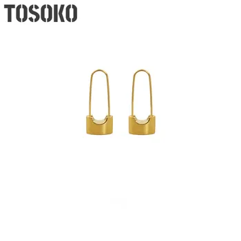 Ушной крючок с замком из нержавеющей стали TOSOKO, крутые женские серьги BSF234 Изображение