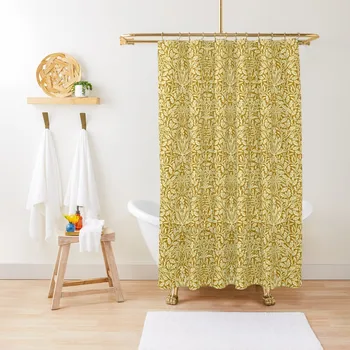 Цветочная дамасская штора в стиле модерн, горчично-желтая занавеска для душа, занавески для ванной Изображение