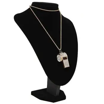 Цепочка-ожерелье в подарок Модная женская подвеска в форме свистка, инкрустированная стразами, Длинная Изображение