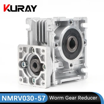 Червячный редуктор Kuray NMRV030 Коробка передач с высоким крутящим моментом Входной Сигнал редуктора 9/11 мм Передаточное отношение 5: 1/80: 1 Подходит для двигателя Nema23 Изображение