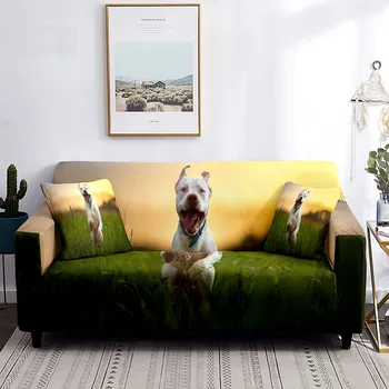 Чехол для дивана с растягивающимся рисунком животного, чехол для дивана с принтом прыгающей собаки, Милый домашний эластичный защитный чехол для дивана 