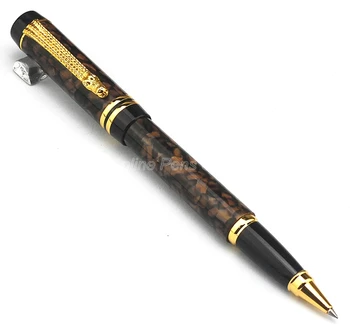 Шариковая ручка с целлулоидным роликом из крокодиловой кожи кофейного цвета CR332 Изображение