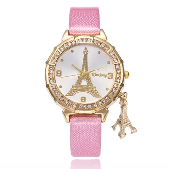 Элегантные Роскошные женские часы Мода Париж Эйфелева башня Женские часы Кварцевые часы из искусственной кожи Relogio Feminino Reloje Mujer Изображение