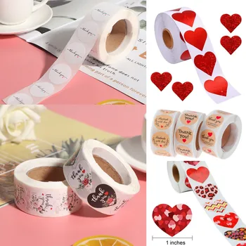 Этикетки, наклейки с благодарностью, этикетки для печати, упаковка в форме сердца для скрапбукинга, наклейки на День Святого Валентина, Подарок Изображение