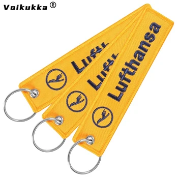 Ювелирные изделия Voikukka, Текст логотипа Deutsche Lufthansa, Вышивка с обеих сторон, Брелок, Бирки, Прямоугольная Цепочка для ключей, Сувенир Оптом Изображение