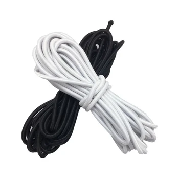 высококачественная круглая эластичная веревка 5 мм, Эластичная резинка, белая, черная веревка, одежда, аксессуары для шитья своими руками Изображение
