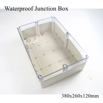 распределительная коробка 380x260x120 мм Прозрачная крышка IP65 ABS PC Водонепроницаемый пластиковый корпус Коробка для проектных инструментов на открытом воздухе Изображение